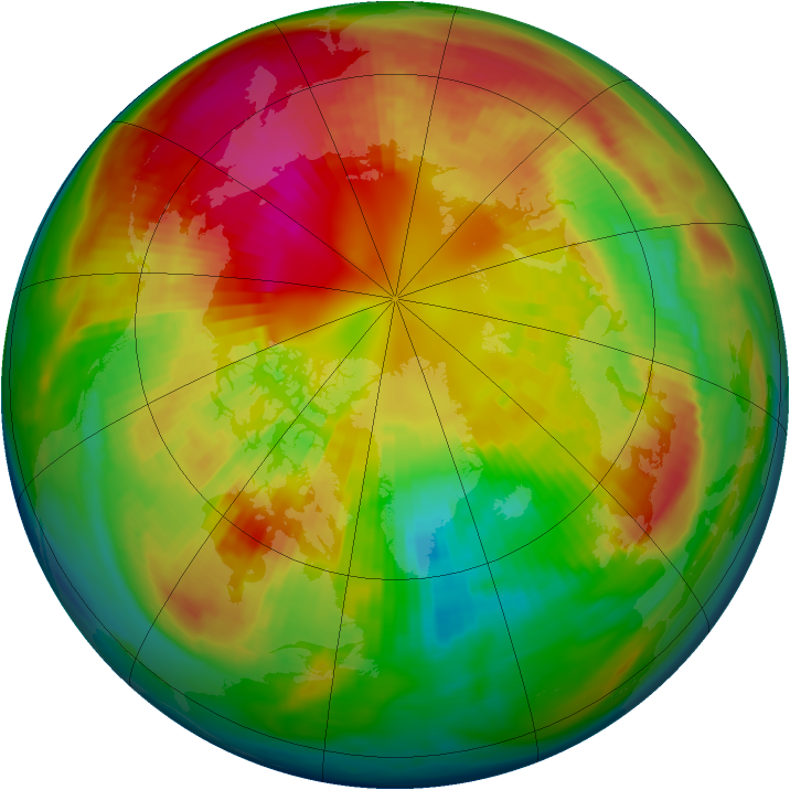 Arctic ozone map for 29 February 1988